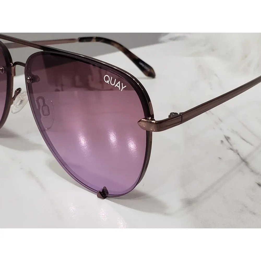 Quay Australia Aviator Sunglasses High Key Mini Rimless 126 Pilot Double Rim